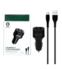 تصویر  شارژر فندکی فست دو پورت گرین لاین مدل GNCC24TYCBK 12W به همراه کابل شارژ Type-C
