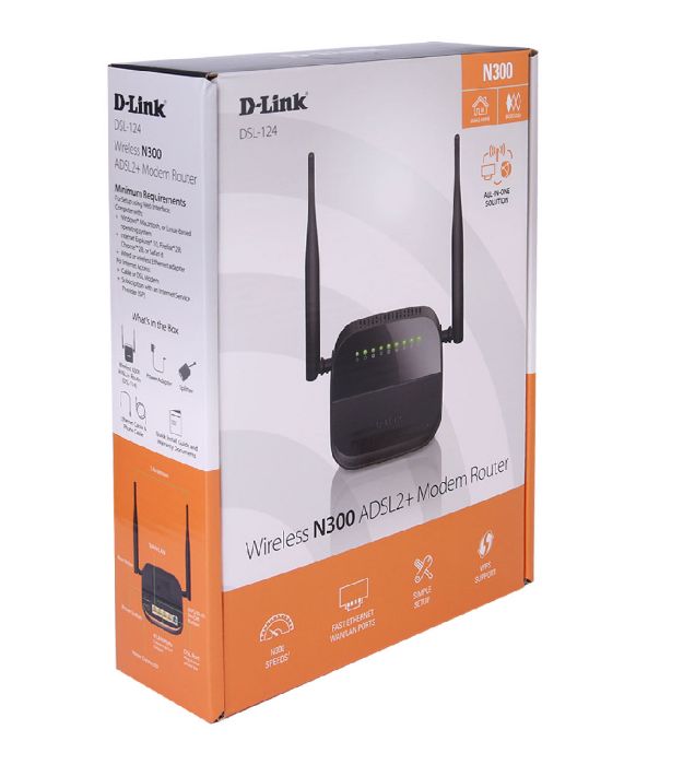 تصویر  روتر مودم بی سیم دی لینک DSL-124 Wireless N300 ADSL2+ Modem Router New