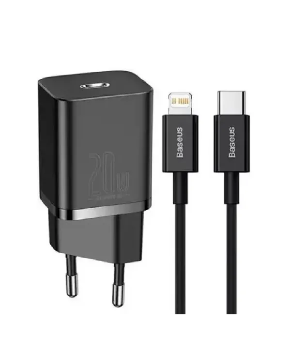 تصویر  شارژر دیواری باسئوس 20 وات مدل (Super Si Quick Charger 1C EU Sets(TZCCSUP-B