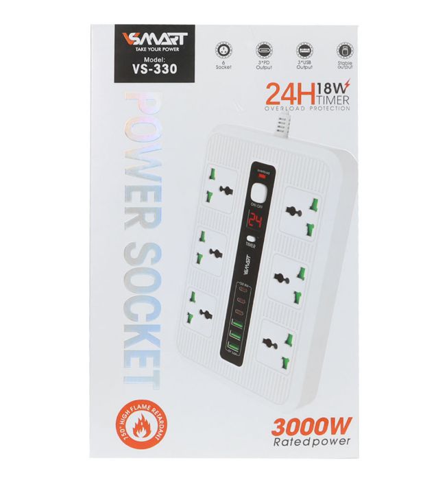 تصویر  چندراهی برق و شارژر وی اسمارت مدل VS-330