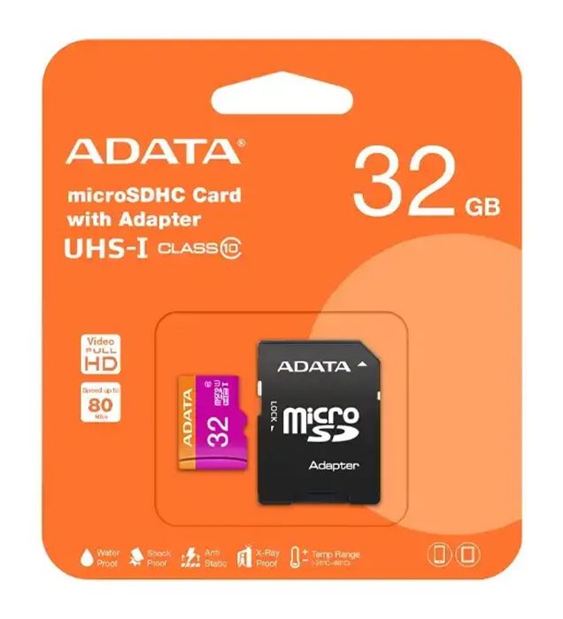 تصویر  کارت حافظه میکرو اس دی ای دیتا مدل UHS-I Class 10 R80 همراه با آداپتور ظرفیت 32 گیگابایت