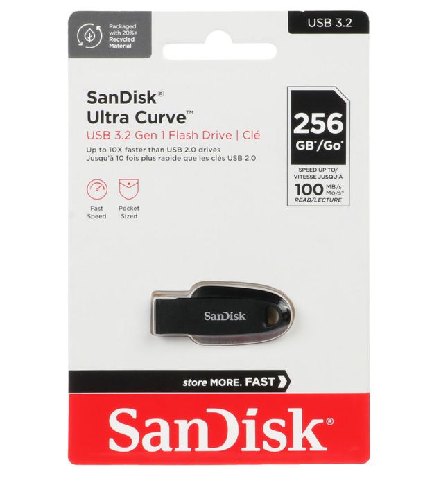 تصویر  فلش مموری سن دیسک مدل Ultra Curve CZ550 USB 3.2 ظرفیت 256 گیگابایت