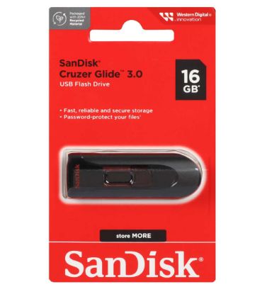 تصویر  فلش مموری سن دیسک مدل Cruzer Glide USB 3.0 ظرفیت 16 گیگابایت
