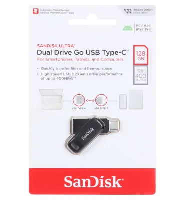 تصویر  فلش مموری سن دیسک مدل Ultra Dual Drive Go USB Type-C USB 3.2 ظرفیت 128 گیگابایت
