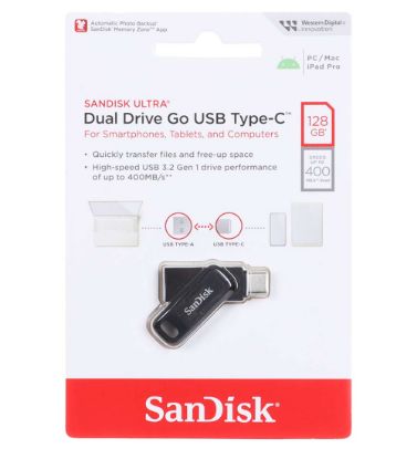 تصویر  فلش مموری سن دیسک مدل Ultra Dual Drive Go USB Type-C USB 3.2 ظرفیت 128 گیگابایت