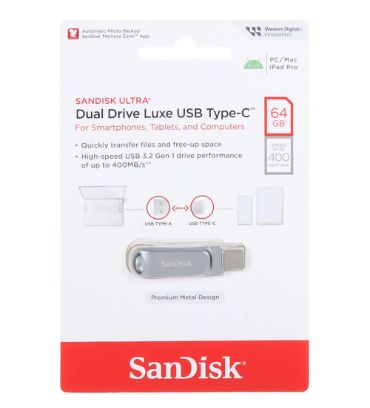 فلش مموری سن دیسک مدل Ultra Dual Drive Luxe Type-C USB 3.2 ظرفیت 64 گیگابایت
