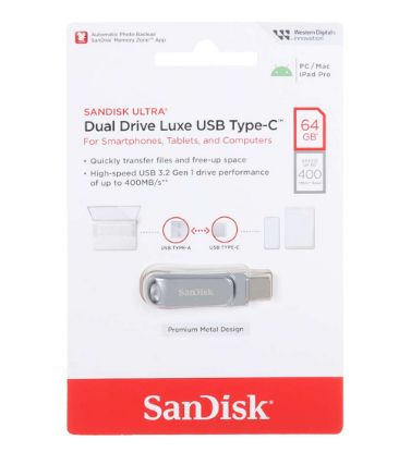 تصویر  فلش مموری سن دیسک مدل Ultra Dual Drive Luxe Type-C USB 3.2 ظرفیت 64 گیگابایت