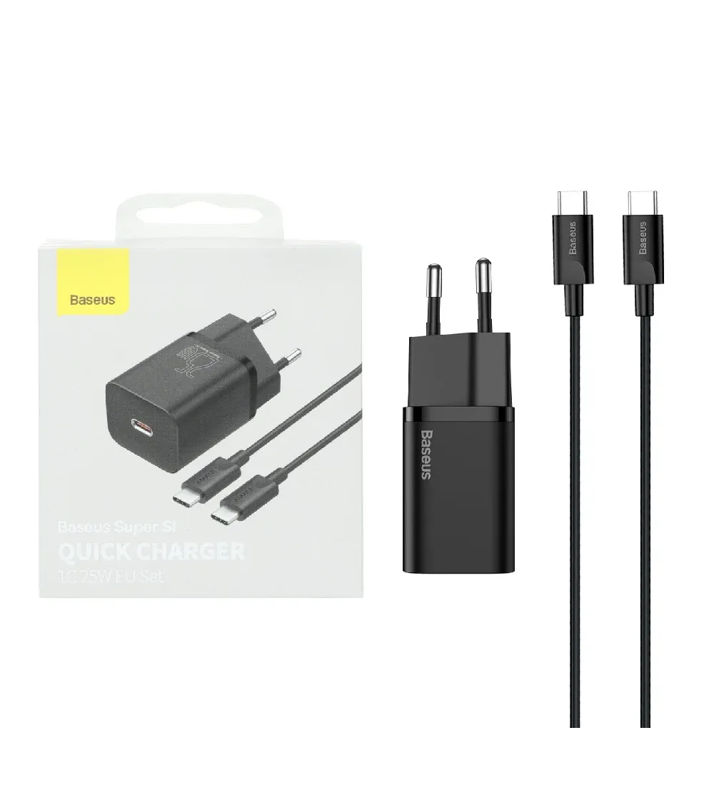 تصویر  شارژر دیواری بیسوس 25 وات مدل TZCCSUP-L01 به همراه کابل شارژ Type-C