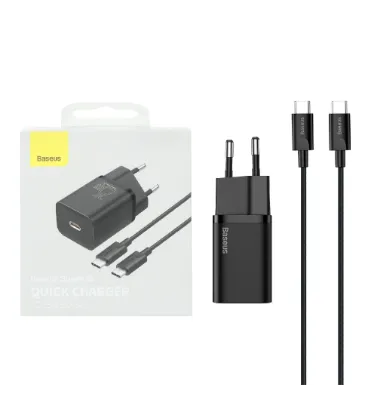 تصویر  شارژر دیواری بیسوس 25 وات مدل TZCCSUP-L01 به همراه کابل شارژ Type-C