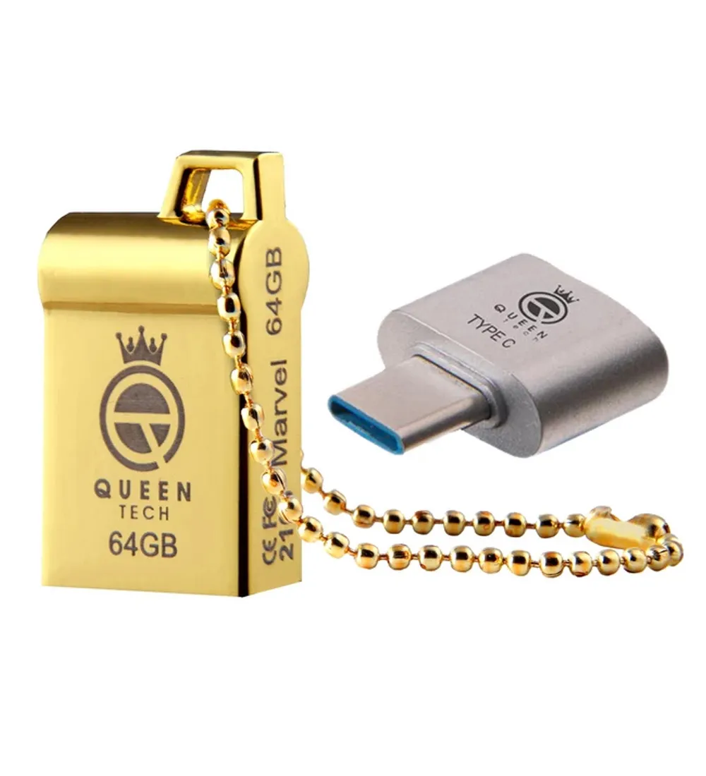 تصویر  فلش مموری کوئین تک مدل Marvel C-Plus به همراه مبدل USB-TYPE-C ظرفیت 64 گیگابایت