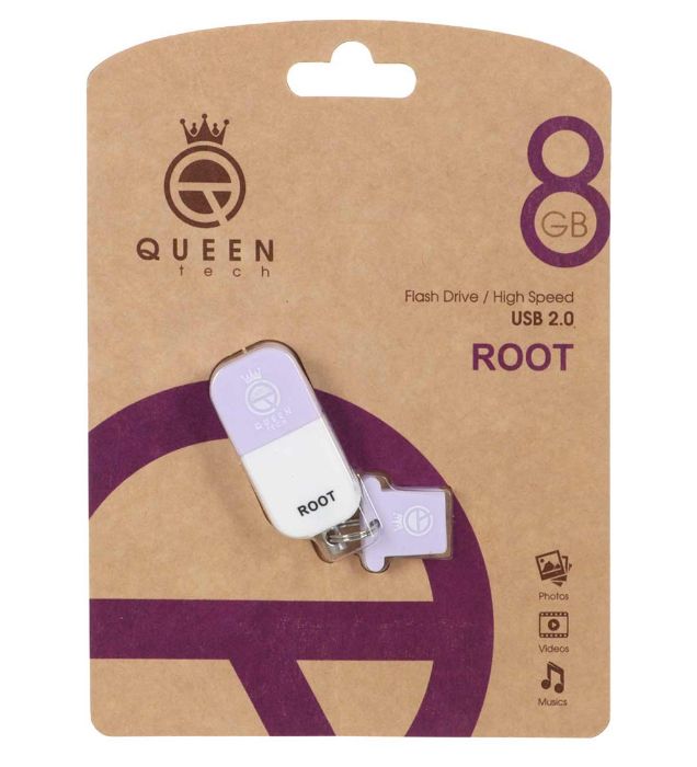 تصویر  فلش مموری کوئین مدل Root USB2.0 ظرفیت 8 گیگابایت تصویر  فلش مموری کوئین مدل Root USB2.0 ظرفیت 8 گیگابایت