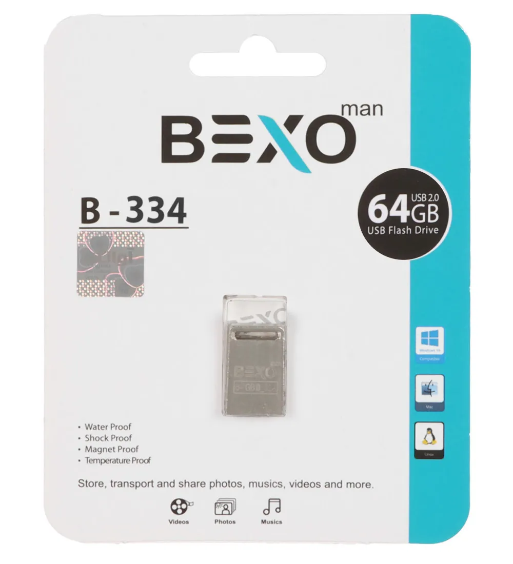 تصویر  فلش مموری بکسو مدل B-334 USB 2.0 ظرفیت 64 گیگابایت