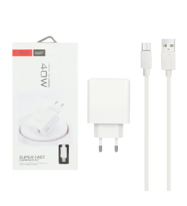 شارژر دیواری فست تک پورت ترانیو مدل EU4-V 40W به همراه کابل شارژ اندروید