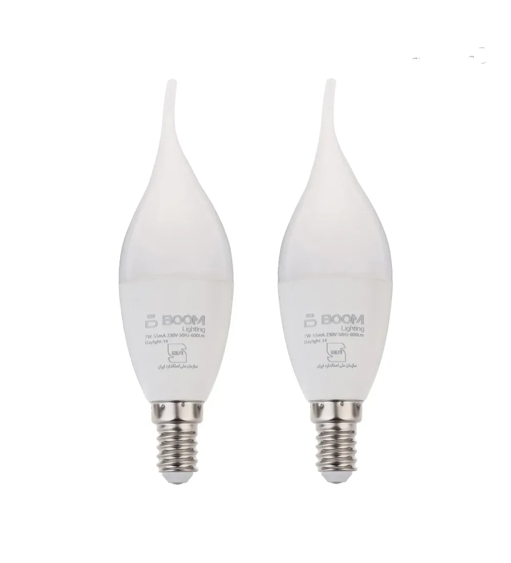 تصویر  لامپ ال ای دی 7 وات بوم لایتینگ مدل شمعی پایه E14 بسته 2 عددی