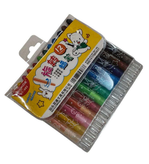 تصویر  مداد شمعی 12 تایی پیچی بیتون - سایز بزرگ