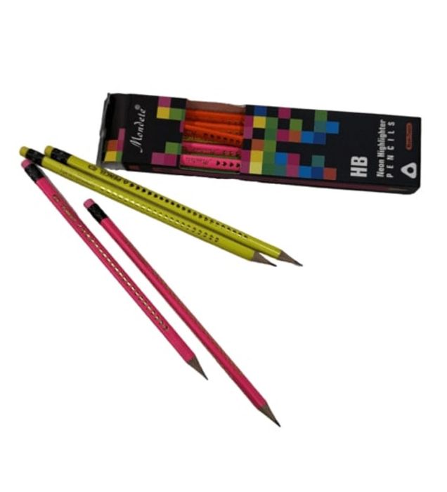 تصویر  مداد مشکی 12 تایی نئون هایلایتر