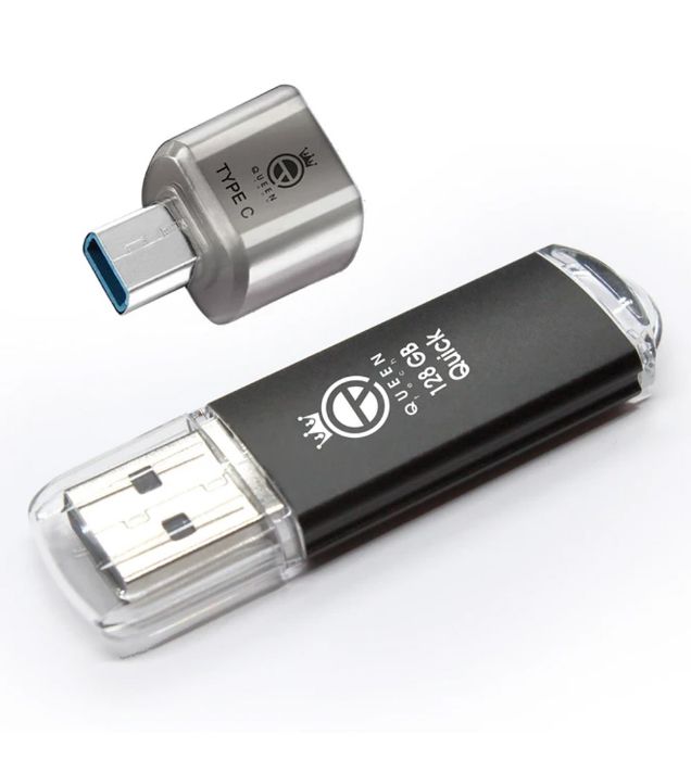 تصویر  فلش مموری کوئین تک مدل QUICK C-PLUS به همراه مبدل USB-C OTG ظرفیت 64 گیگابایت