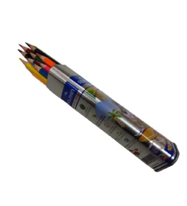 تصویر  مداد رنگی 12 تایی دلفین جعبه فلزی