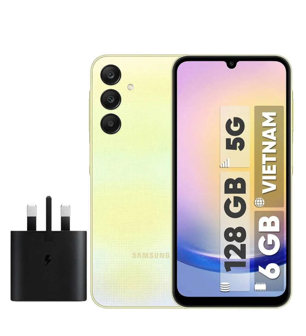 تصویر  گوشی موبایل سامسونگ مدل گلکسی A25 ظرفیت 128 گیگابایت رم 6 گیگابایت به همراه شارژر سامسونگ - ویتنام