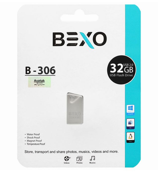 تصویر  فلش مموری بکسو مدل B-306 USB 2.0 ظرفیت 32 گیگابایت