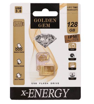 تصویر  فلش مموری ایکس انرژی مدل Golden Gem USB 3.0 ظرفیت 128 گیگابایت