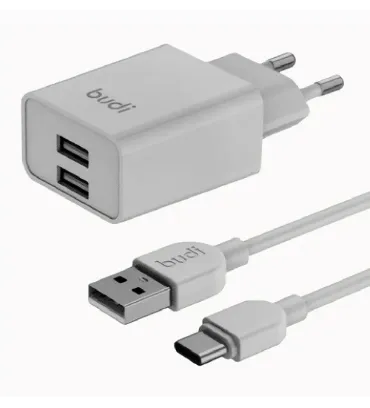 شارژر دیواری بودی 12 وات مدل AC356ETW با خروجی USB به همراه کابل USB به USB-C