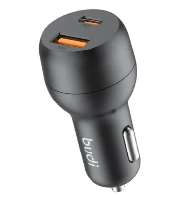 تصویر شارژر فندکی بودی مدل CC108TB توان 38 وات با خروجی USB و USB-C