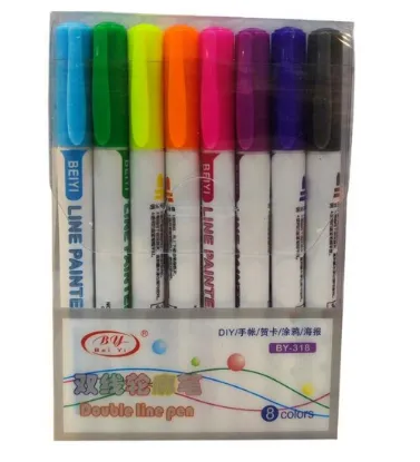 تصویر  ماژیک جادویی دوخطی 8 رنگ BEIYI مدل BY-318