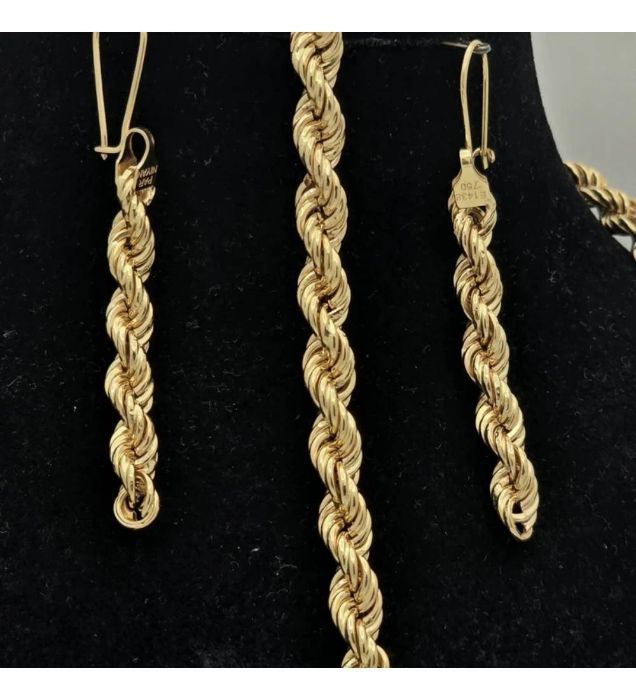 تصویر  نیم ست طلا زنانه 18 عیار کم اجرت مدل طنابی - 24 گرم