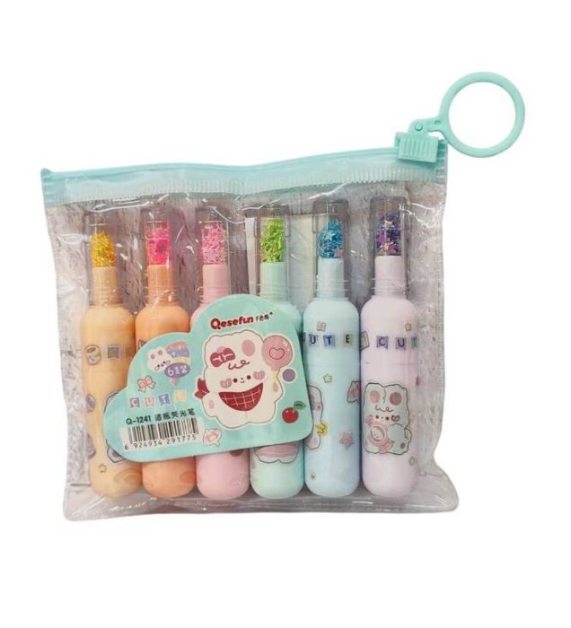 تصویر  ماژیک هایلایتر 6 رنگ اکلیل دار Cute Cat