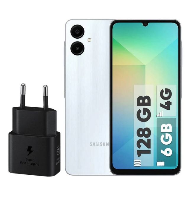 تصویر  گوشی موبایل سامسونگ مدل گلکسی A06 4G ظرفیت 128 گیگابایت رم 4 گیگابایت به همراه شارژر سامسونگ