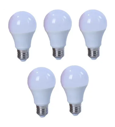تصویر  لامپ ال ای دی 9 وات مدل حبابی پایه E27 بسته 5 عددی