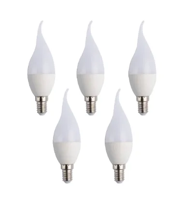 تصویر  لامپ ال ای دی 6 وات مدل اشکی پایه E14 بسته 5 عددی