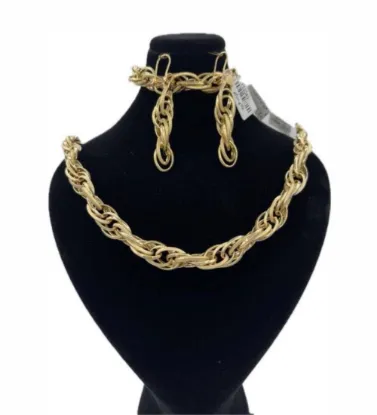 تصویر  ست طلا زنانه 18 عیار مدل بافت درشت  - 50 گرم