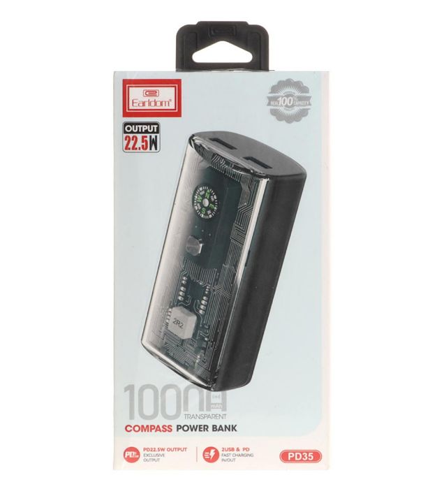 تصویر  پاوربانک 22.5W ارلدام مدل PD35 ظرفیت 10000 میلی آمپر ساعت