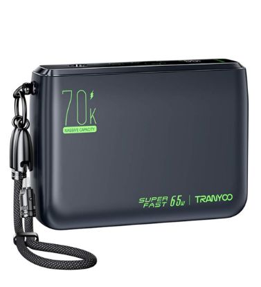 تصویر  پاوربانک ترانیو 65W مدل T-L7 ظرفیت 70000 میلی آمپر ساعت