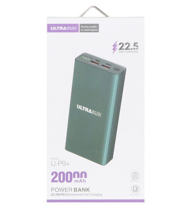 تصویر  پاوربانک اولتراسور 22.5W مدل +U-P9 ظرفیت 20000 میلی آمپر ساعت
