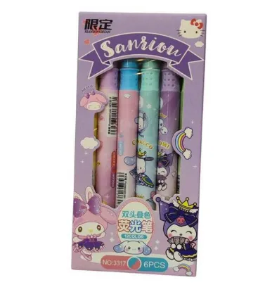 تصویر  هایلایتر و ماژیک طرح کرومی بسته 6 تایی