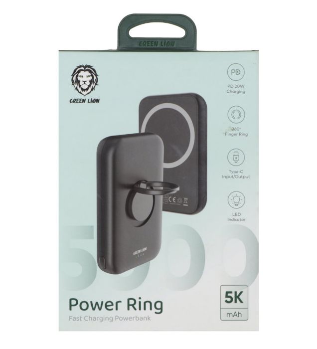 تصویر  پاوربانک 20W گرین لاین مدل GNPRINGPB5K ظرفیت 5000 میلی آمپر ساعت