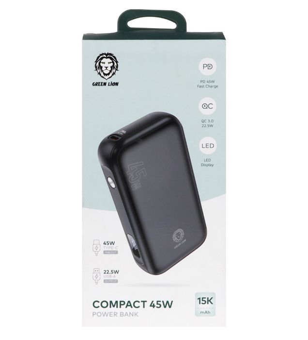 تصویر  پاوربانک 45W گرین لاین مدل GNCP45WPB15 ظرفیت 15000 میلی آمپر ساعت