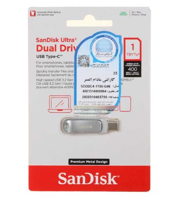 فلش مموری سن دیسک مدل Ultra Dual Drive Luxe Type-C USB 3.2 ظرفیت 1 ترابایت
