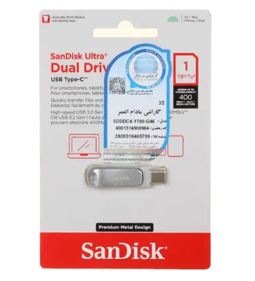 تصویر  فلش مموری سن دیسک مدل Ultra Dual Drive Luxe Type-C USB 3.2 ظرفیت 1 ترابایت