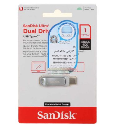 تصویر  فلش مموری سن دیسک مدل Ultra Dual Drive Luxe Type-C USB 3.2 ظرفیت 1 ترابایت