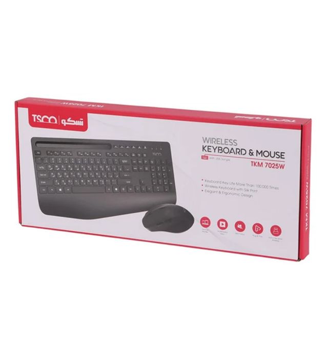 تصویر  کیبورد و ماوس بی سیم تسکو مدل TKM7025