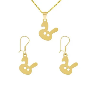 تصویر  نیم ست طلا زنانه 18 عیار مدل خرگوش - 6.5 گرم