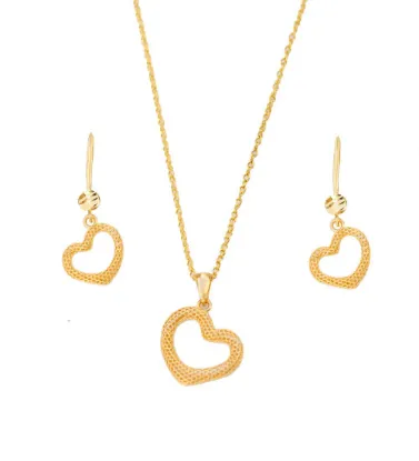 تصویر  نیم ست طلا زنانه 18 عیار مدل قلب - 6.48 گرم