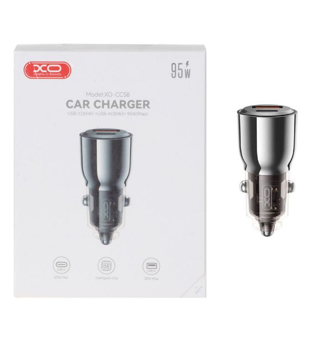 تصویر  شارژر فندکی 95W فست و PD دو پورت ایکس اُ مدل XO-CC58