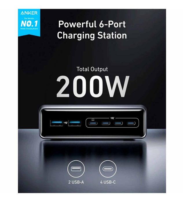 تصویر  شارژر رومیزی 6 پورت 200W انکر مدل A2683241