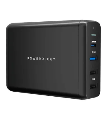 تصویر  شارژر رومیزی 4 پورت فست و 75W PD پاورلوژی مدل PWCUQC001