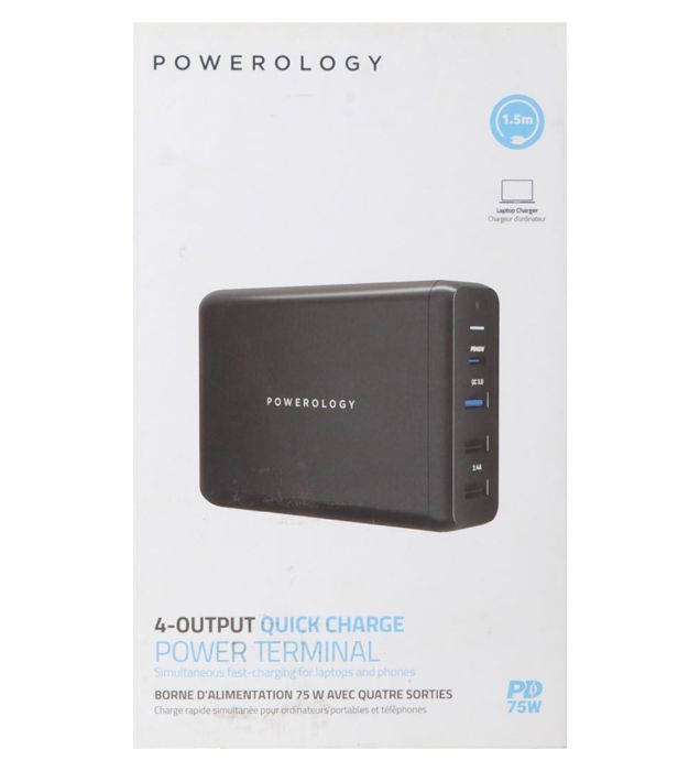 تصویر  شارژر رومیزی 4 پورت فست و 75W PD پاورلوژی مدل PWCUQC001